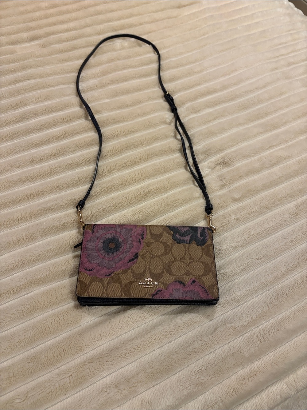 Coach Floral Signature Crossbody in Brown and Pink